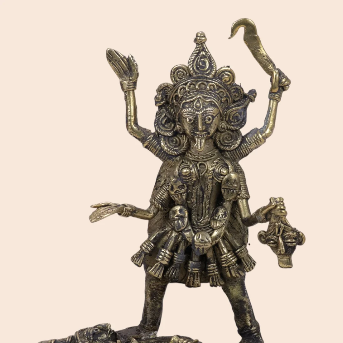 Handcrafted Dokra Goddess Kali Idol – Traditional Brass Sculpture Thumbnail 6