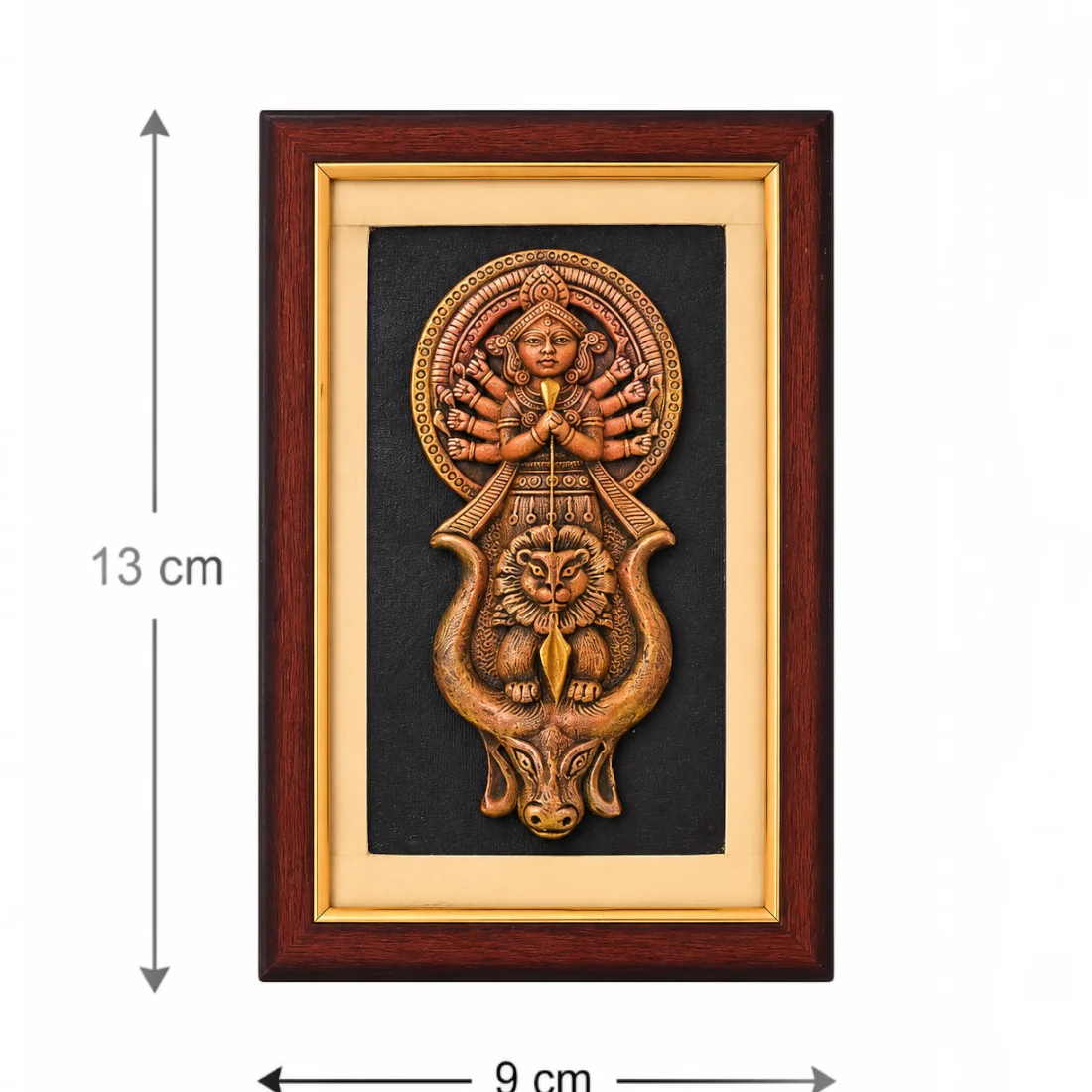Handcrafted Krishnanagar Clay Maa Durga Framed Wall Hanging – Bengali Devotional Art Thumbnail 3