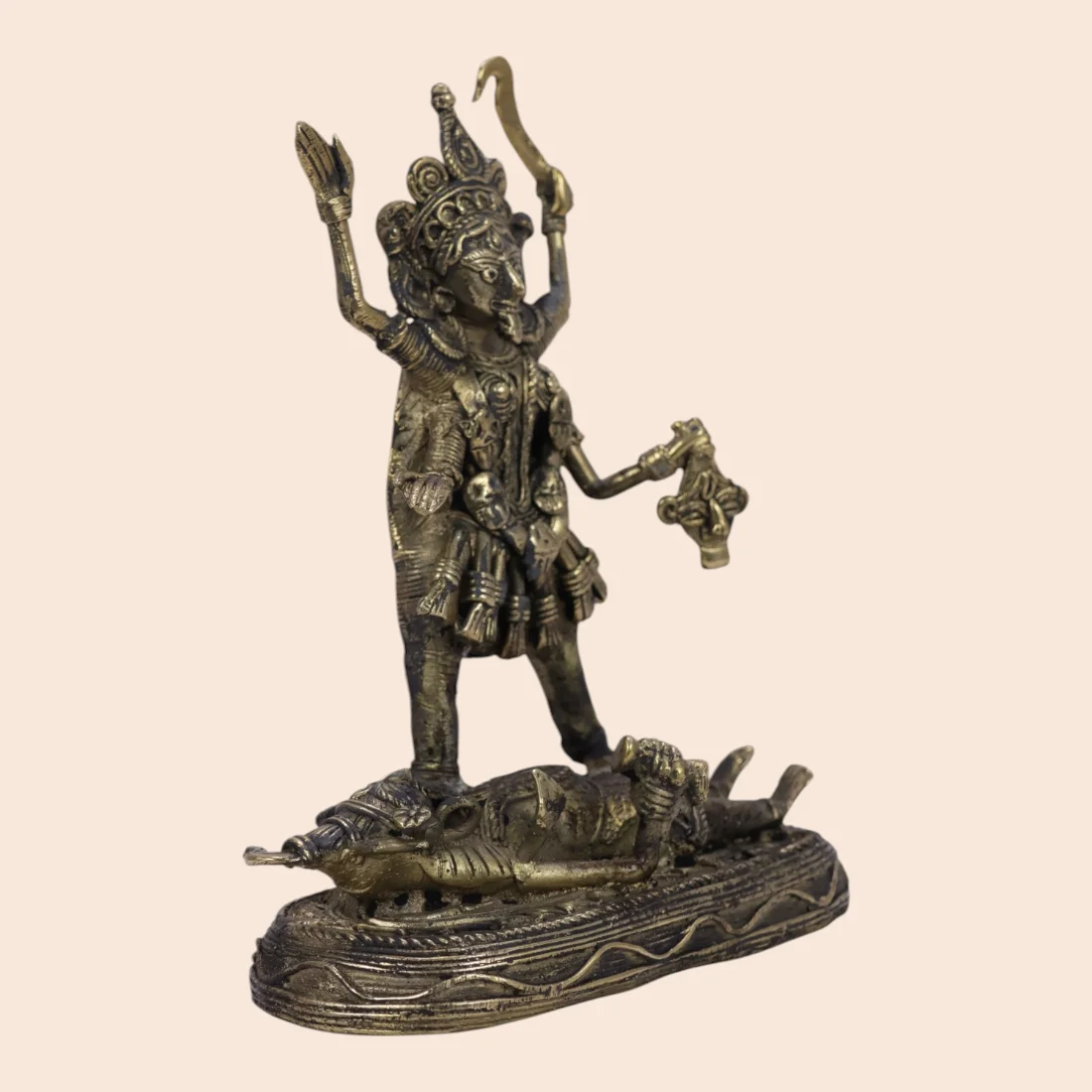 Handcrafted Dokra Goddess Kali Idol – Traditional Brass Sculpture Thumbnail 4