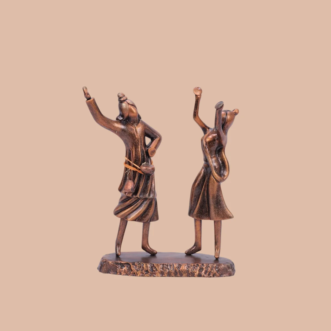 Handcrafted Krishnanagar Clay Folk Dancer Pair – Bengali Decorative Figurines Thumbnail 2
