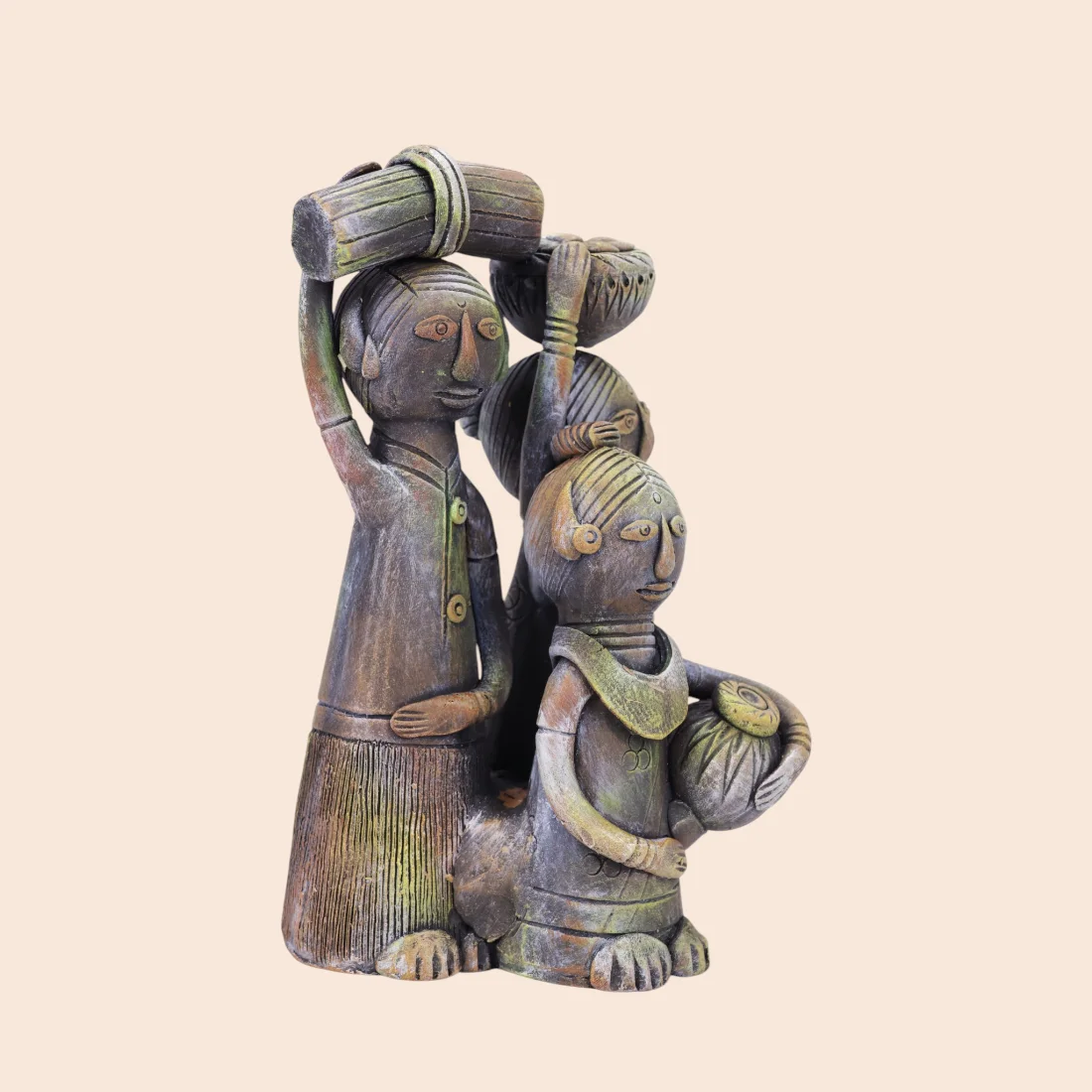 Handcrafted Krishnanagar Clay Adivasi Family Figurine – Bengali Tribal Art Thumbnail 5