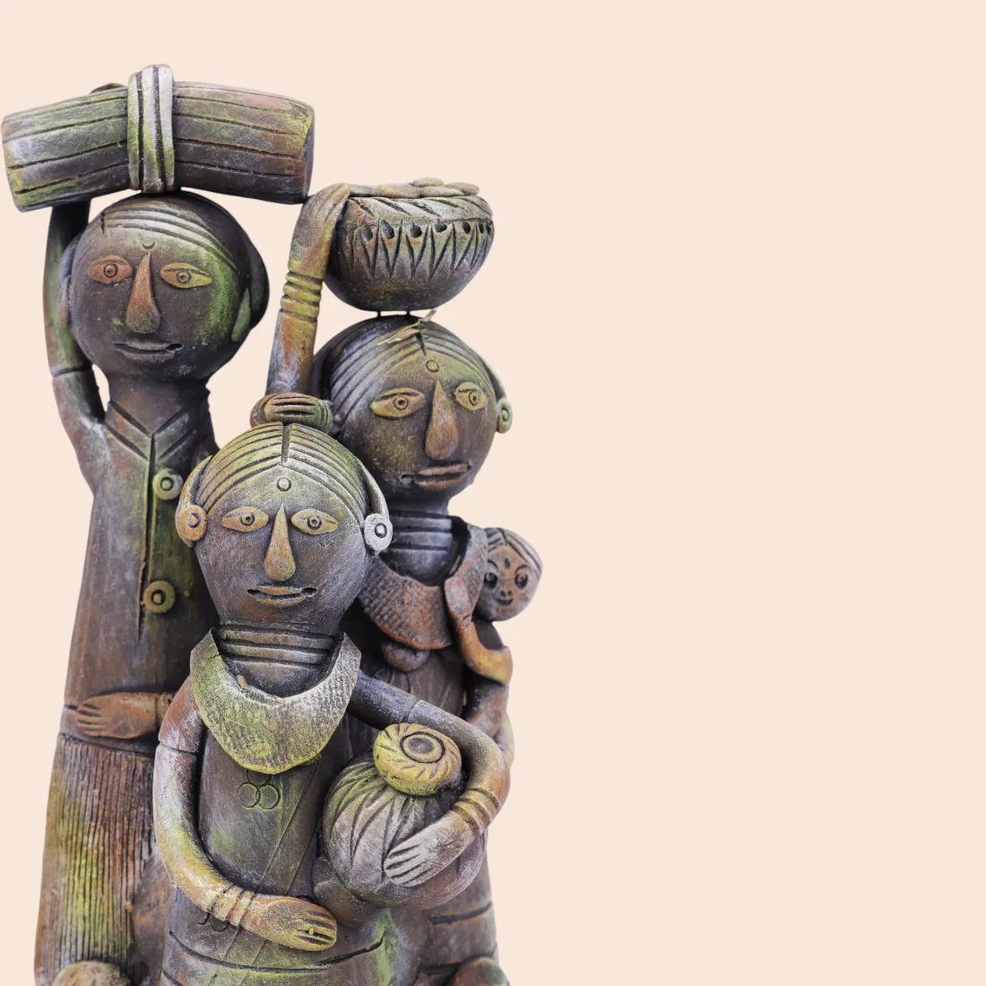 Handcrafted Krishnanagar Clay Adivasi Family Figurine – Bengali Tribal Art Thumbnail 7