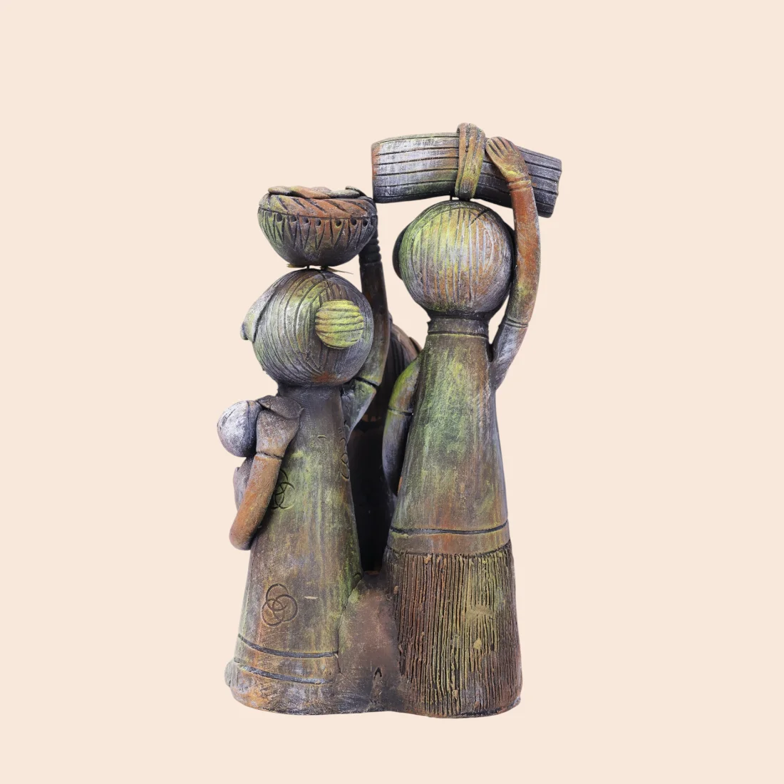 Handcrafted Krishnanagar Clay Adivasi Family Figurine – Bengali Tribal Art Thumbnail 6
