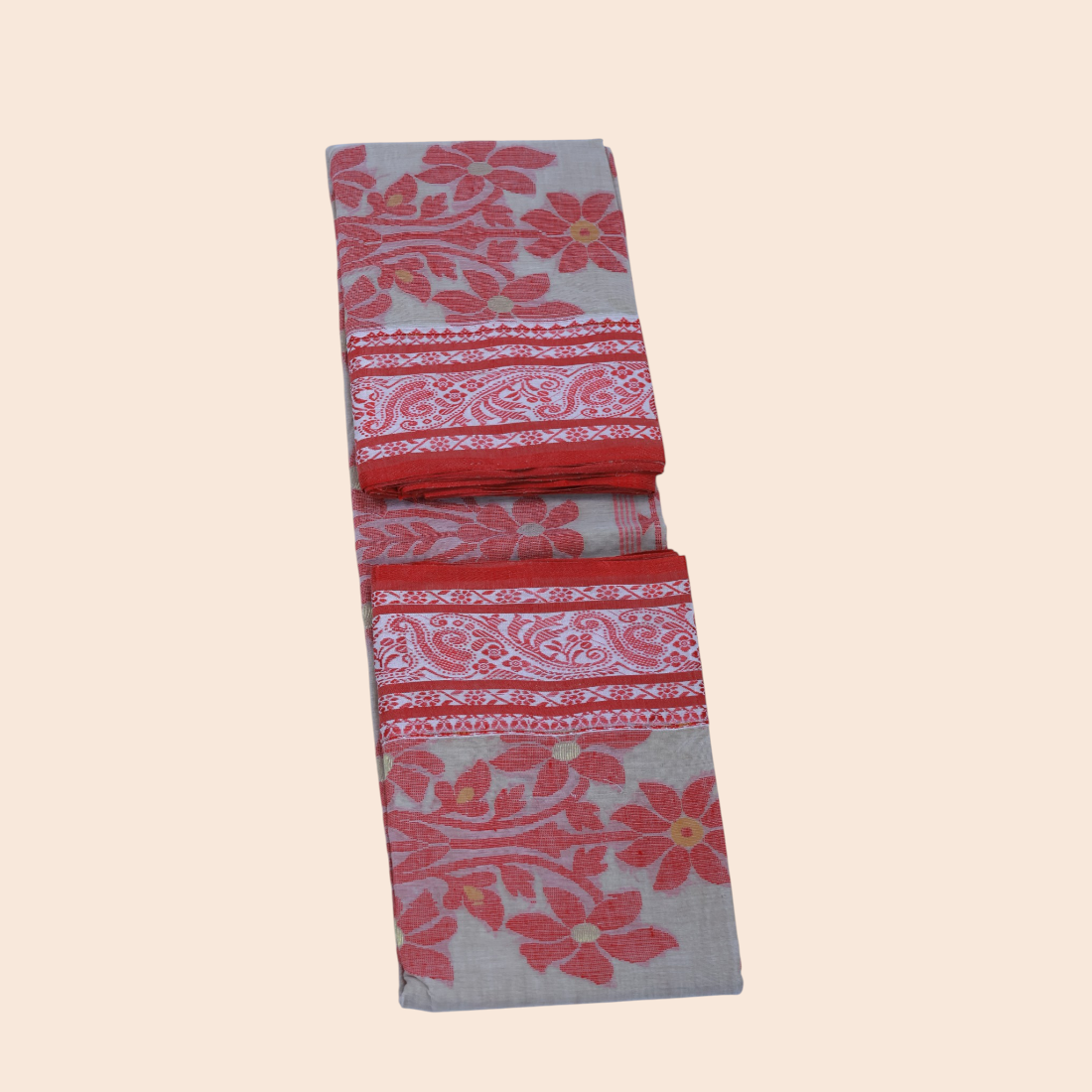 Elevate Your Ethnic Chic with Mrittika Floral Tangail Cotton Saree - Handloom Weave Elegance