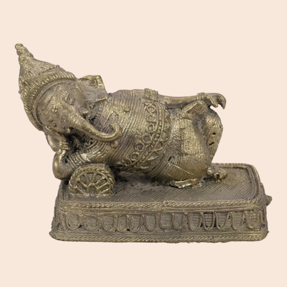 Dokra Sleeping Ganesh ji Showpiece: A Timeless Tribute to Indian Handicraft