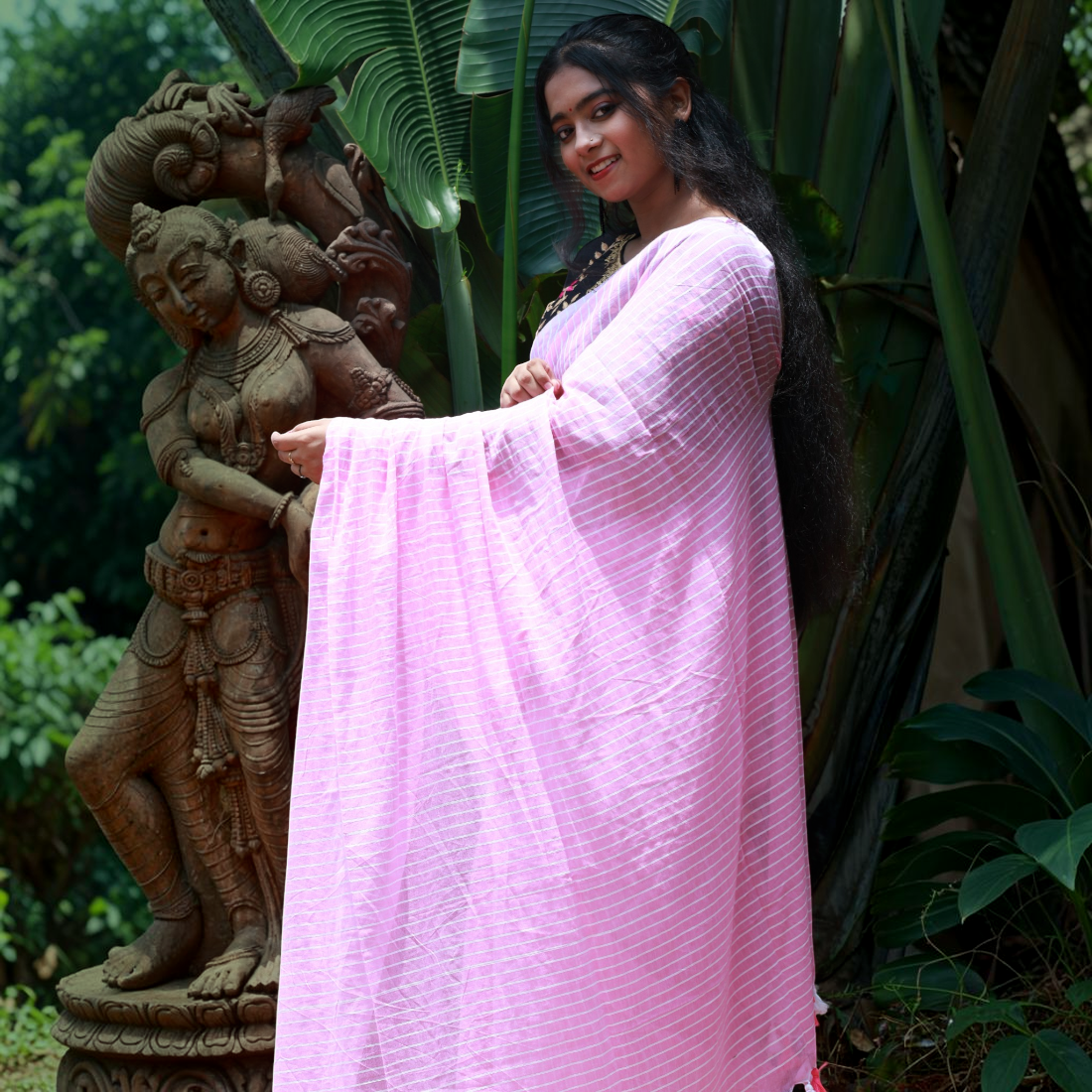 rittika Grace Pure Molmol Cotton Saree - Handcrafted Indian Art (View 6) | Art Angan